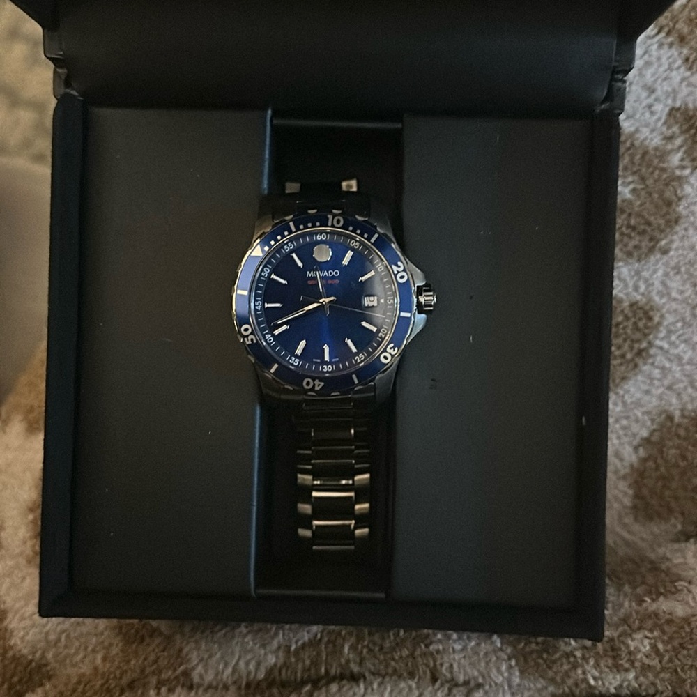 Blue Movado watch